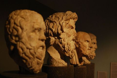 Philosophy or bust...Sokrates, Antisthenes, Chrysippos, and Epikouros, courtesy Wikimedia